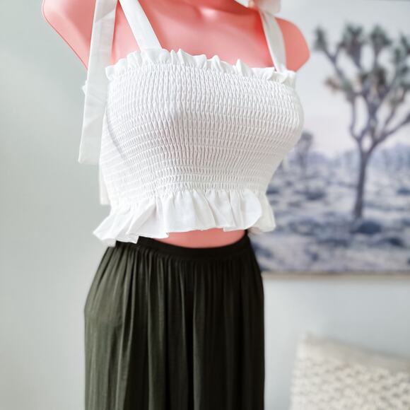 Enchanted by You floaty smocked flutter tie strap crop top - Picture 1 of 4